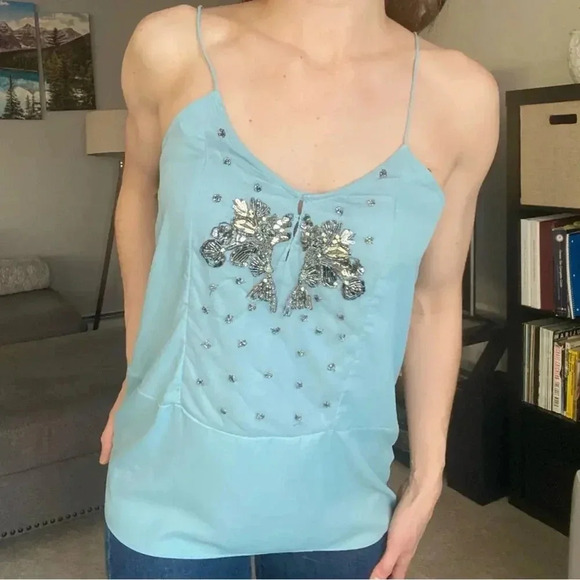 ZARA Beaded Front Tank Top Small - Picture 5 of 9